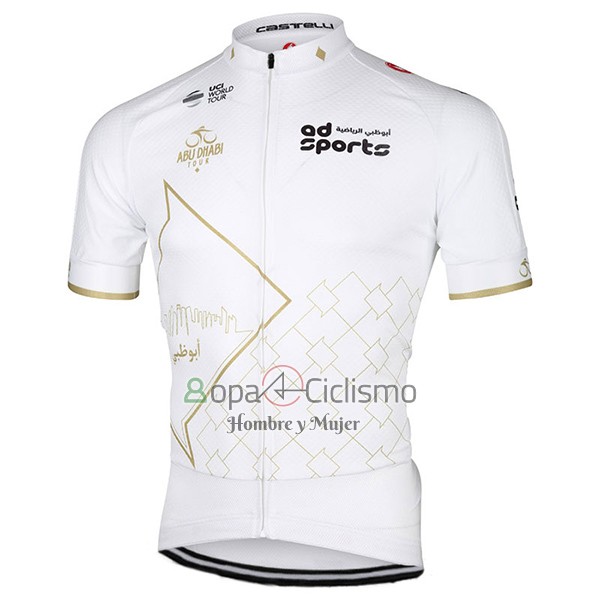 Abu Dhabi Tour Ropa Ciclismo Culotte Corto 2017 Hombre Mangas Cortas Blanco